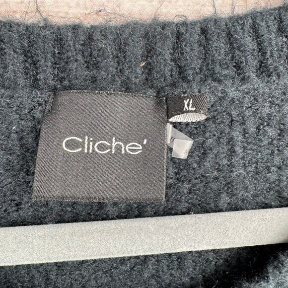 Cliche Floral Embroidered Crewneck Sweater Womens XL Black Red Pink - Picture 8 of 12